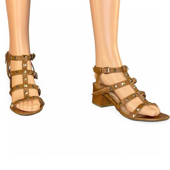 Sugar Studded Strappy Gladiator Sandals Womens Size 6.5 Side Zip Block Heel - Picture 2 of 9